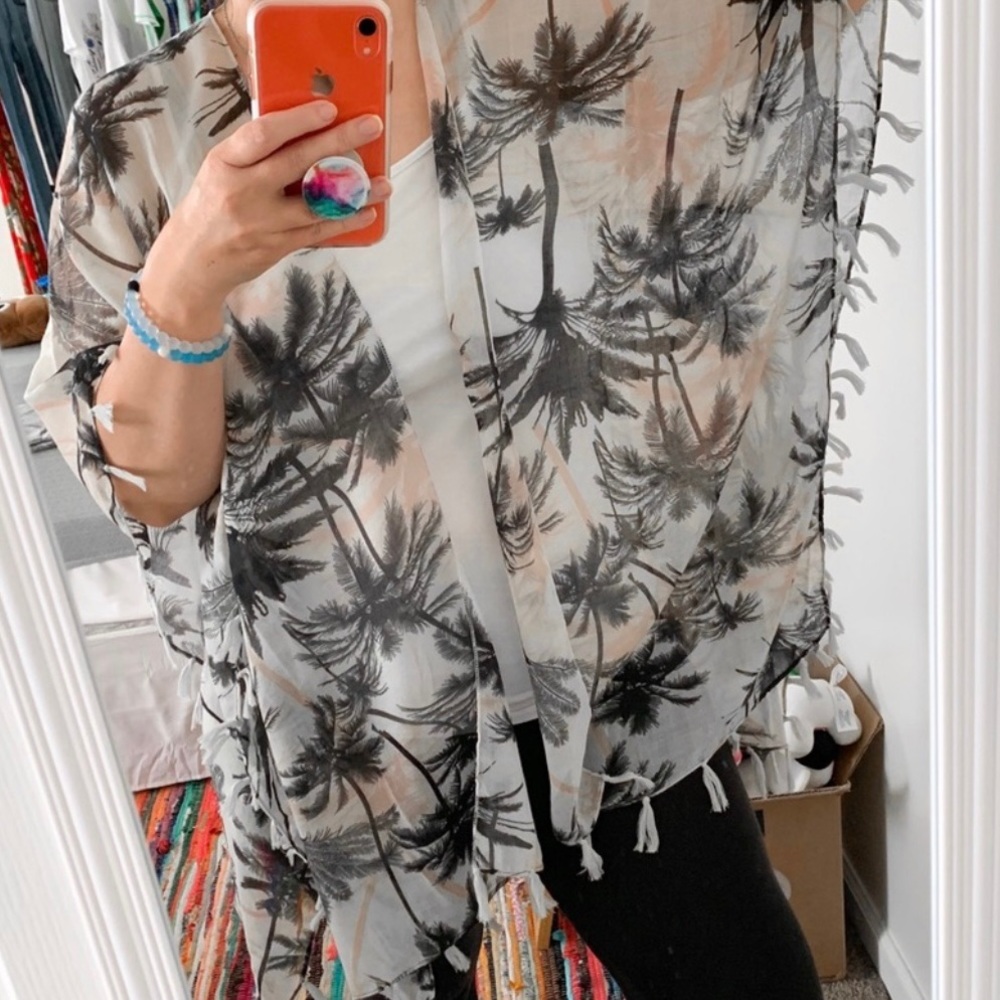 Palm Tree Kimono Swimsuit Coverup